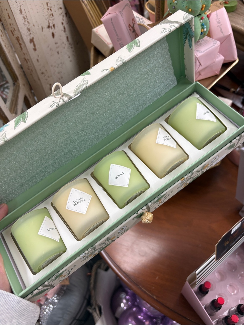 Two's Company Green and Cream Scented Votive Candle Gift Set